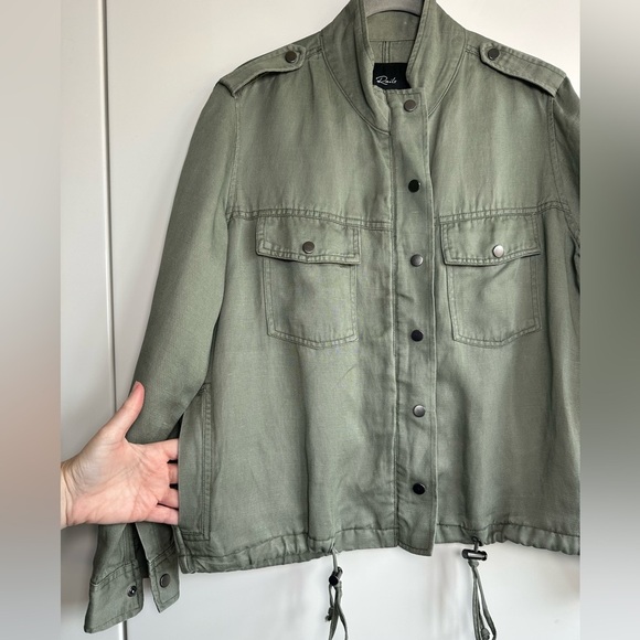 Rails Collins Utility Jacket Military Army Green Size XS Linen Blend - Picture 8 of 10